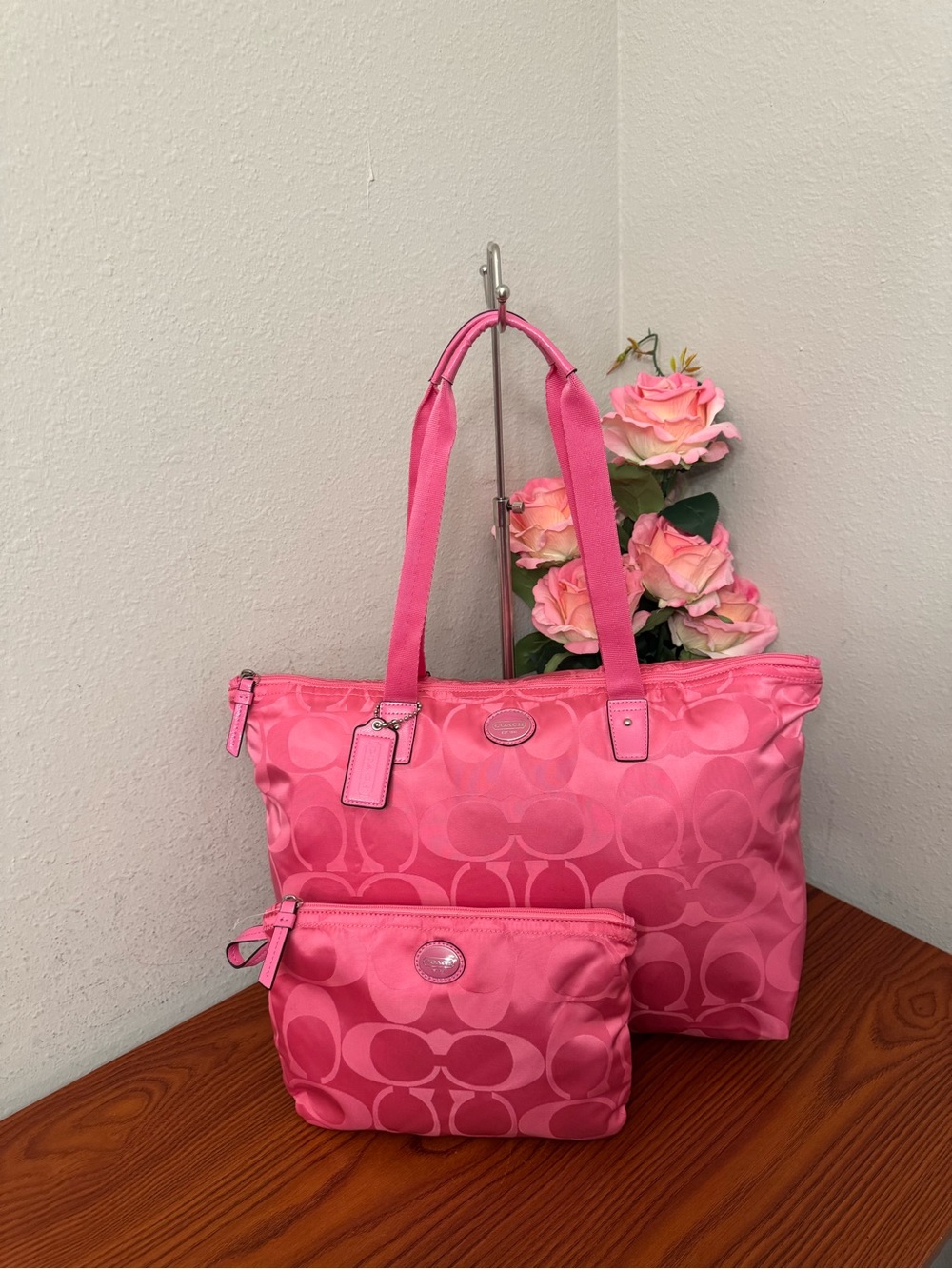 Coach Pink Satin-Lined Tote